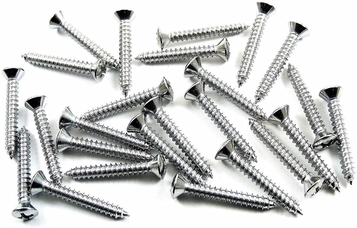 #6 x 1" Phillips Oval Head Chrome Trim Screws #6 Head (Qty-25) #2008