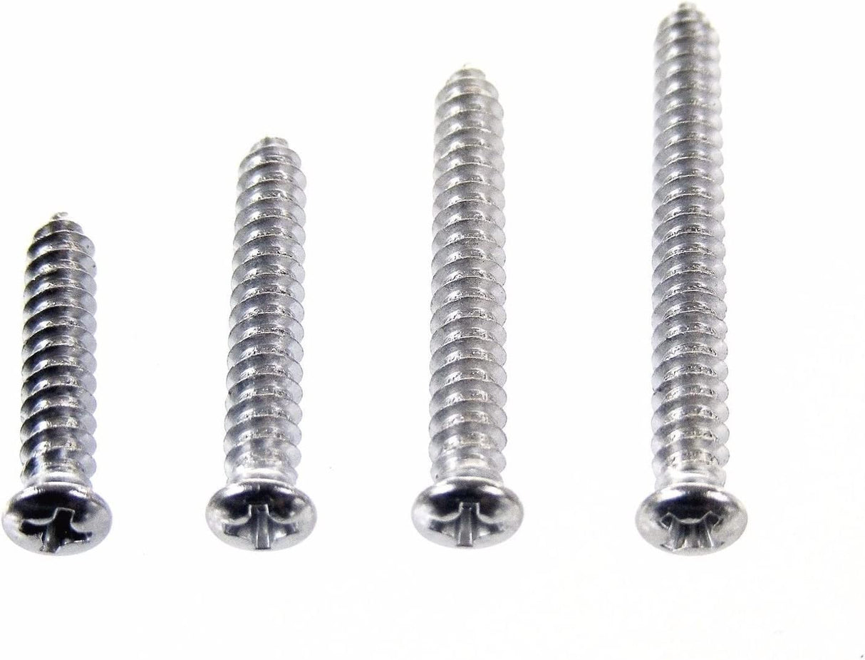 Chrome #10 Phillips Oval Head Screws- 1" to 1-3/4" Long- 25 Ea #2085 (2035-2038)