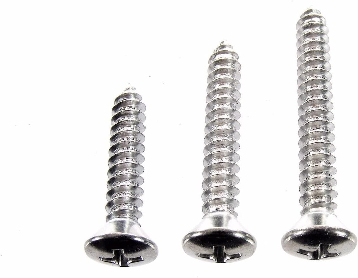 Chrome #10 Phillips Oval Head Screws 1" to 1-1/2" Long #2097 (2056-2058)