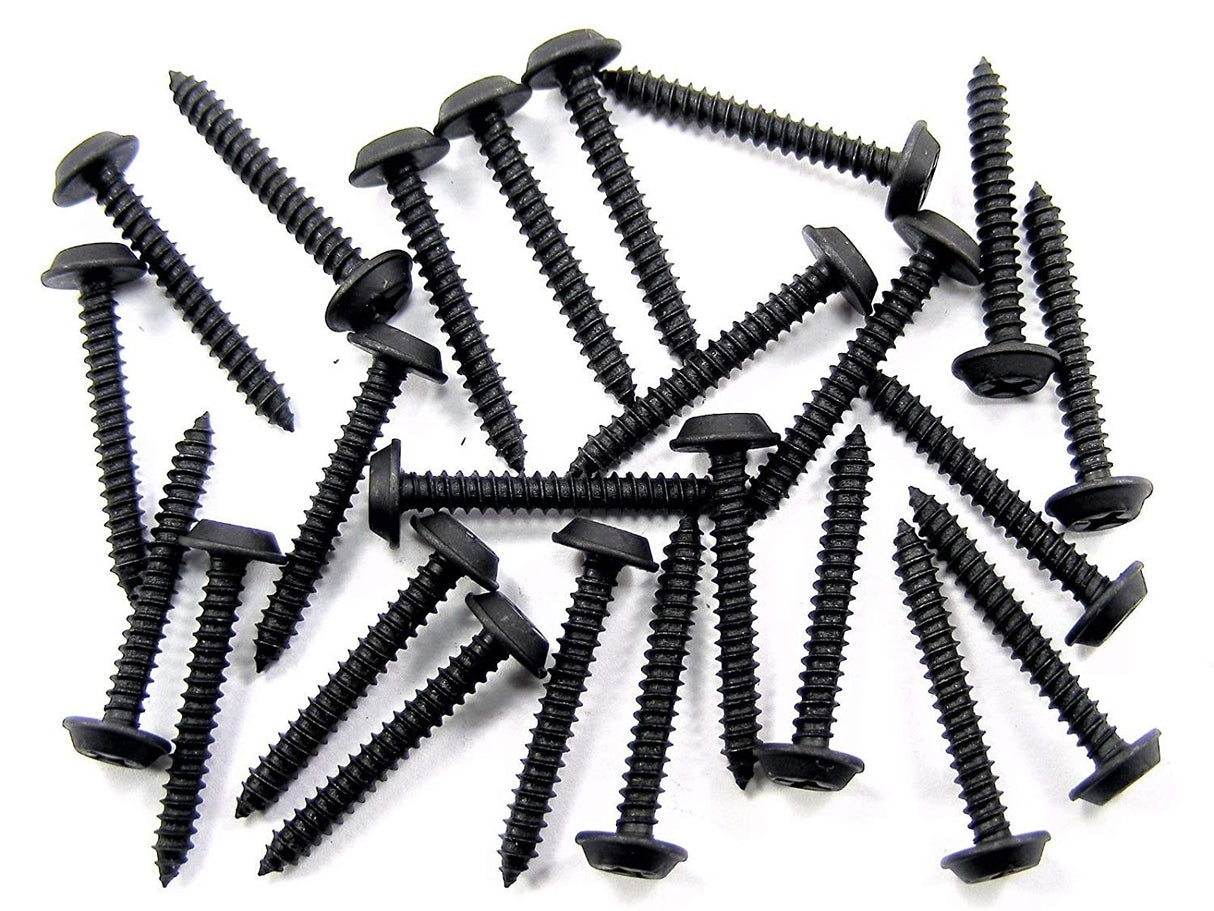 #8 X 1-1/4 Phillips Flat Top Black Trim Screws Ford GM Mopar (Qty-25) #968