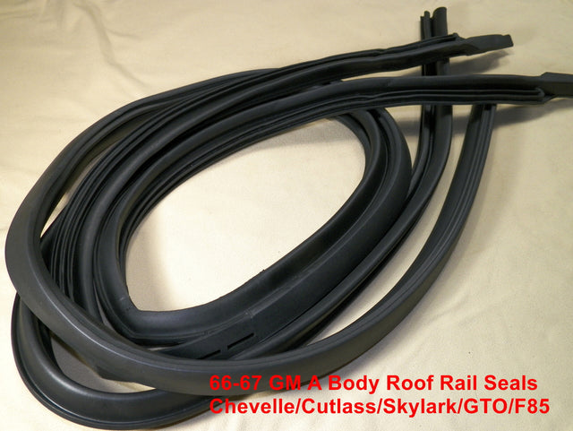 66-67 Malibu GTO Skylark Roof Rail Seals GM A Body Roofrail Gaskets #1519