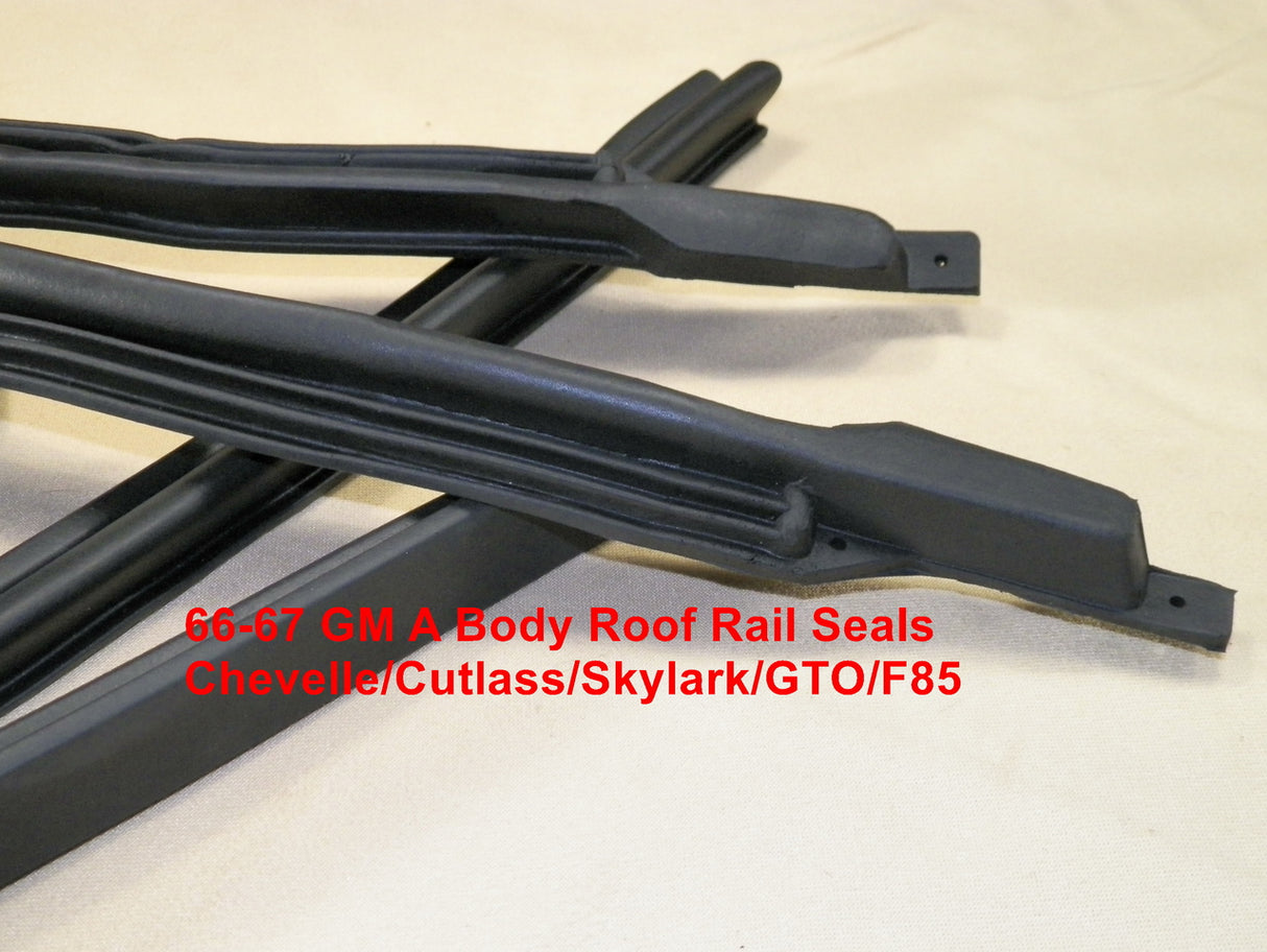 66-67 Malibu GTO Skylark Roof Rail Seals GM A Body Roofrail Gaskets #1519