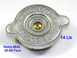 Ford OE Style Radiator Cap 60-66 All Models Lincoln Mercury 14# Zinc SM CO #645