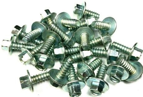 25 Pcs License Plate Screws #14 (1/4" x 5/8) 5/16 Hex Slotted Head Silver #1022