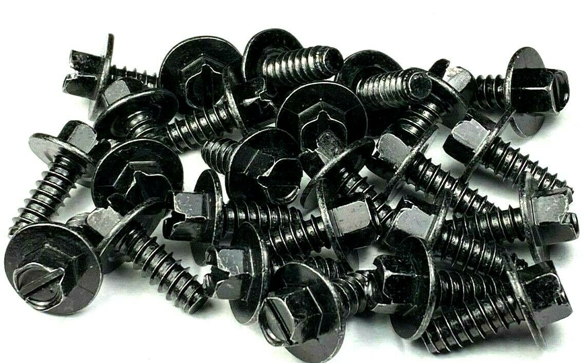 Black License Plate Screws #14 (1/4" x 5/8) Indented Hex Head (Qty=25) #1023