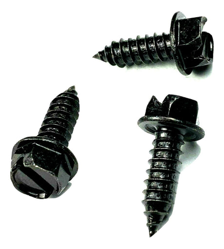 25 Pcs License Plate Screws #14 (1/4" x 3/4) 3/8 Indented Hex Head Black #1024