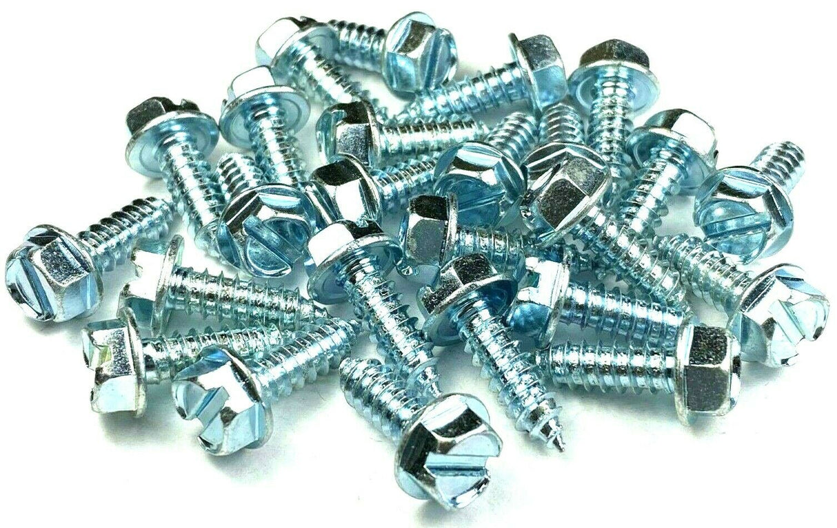 #14 License Plate Screws (1/4 x 3/4") 3/8 Indented Slotted Hex Head Qty-25 #1025