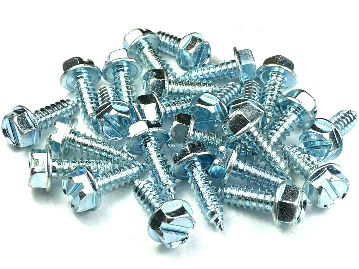 #14 License Plate Screws (1/4 x 3/4") 3/8 Indented Slotted Hex Head Qty-25 #1025