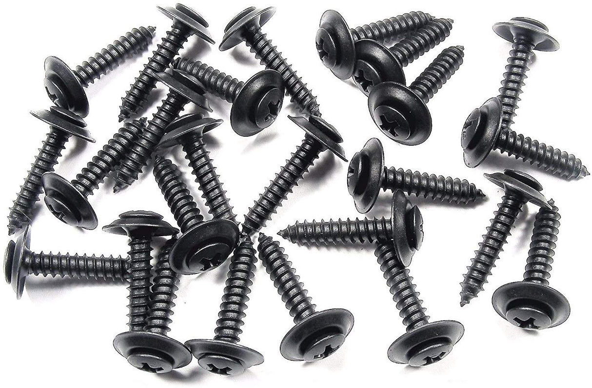 #10 x 1 Phillips Oval Head Loose Washer Black Trim Screws (Qty-25) #1072