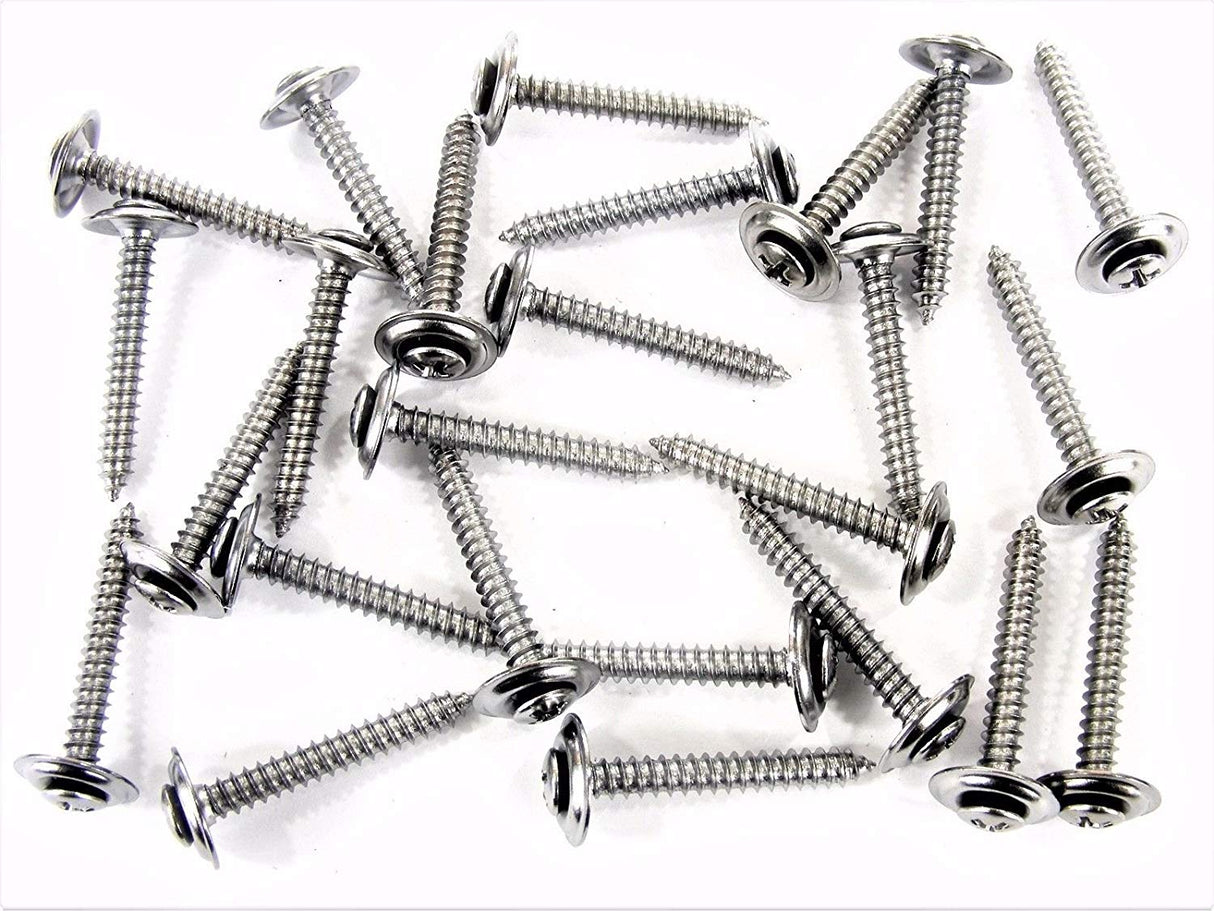 Chrome #8 X 1-1/4" Phillips Loose Washer Trim Screws GM Ford Mopar (Qty 25) #1074