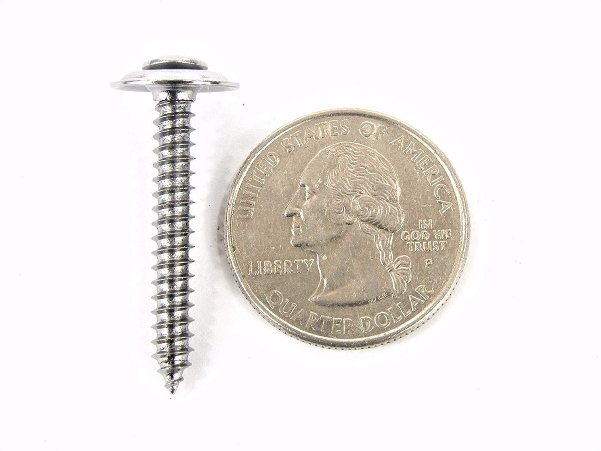 Chrome #8 X 1-1/4" Phillips Loose Washer Trim Screws GM Ford Mopar (Qty 25) #1074