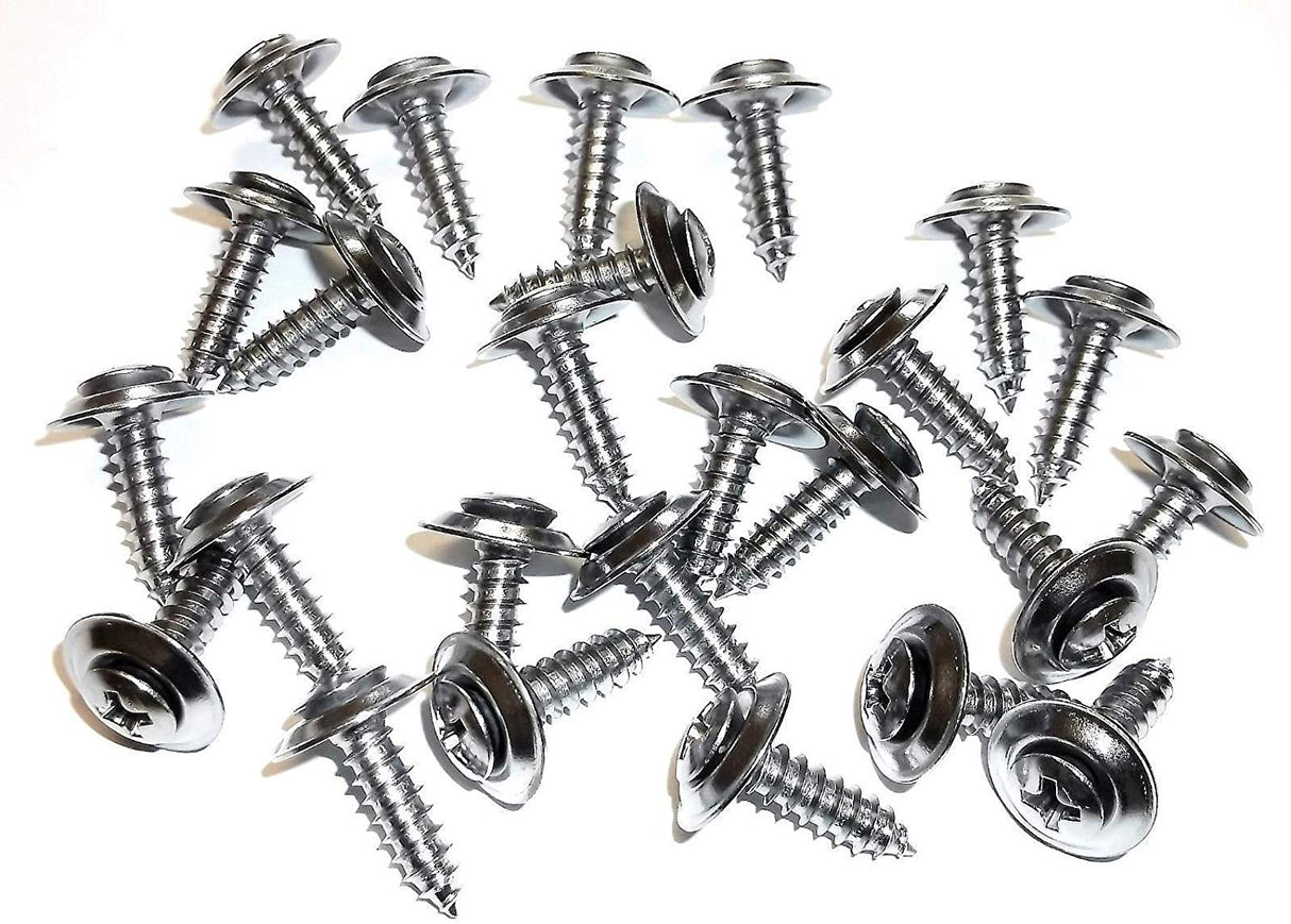 #10 x 3/4 Phillips Loose Washer Chrome Trim Screws Ford GM Mopar (Qty-25) #1075