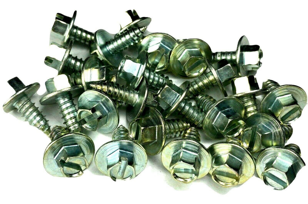 1/4-14 x 5/8 License Plate Screws 5/16 Hex Slotted Head (Qty-25) #1078