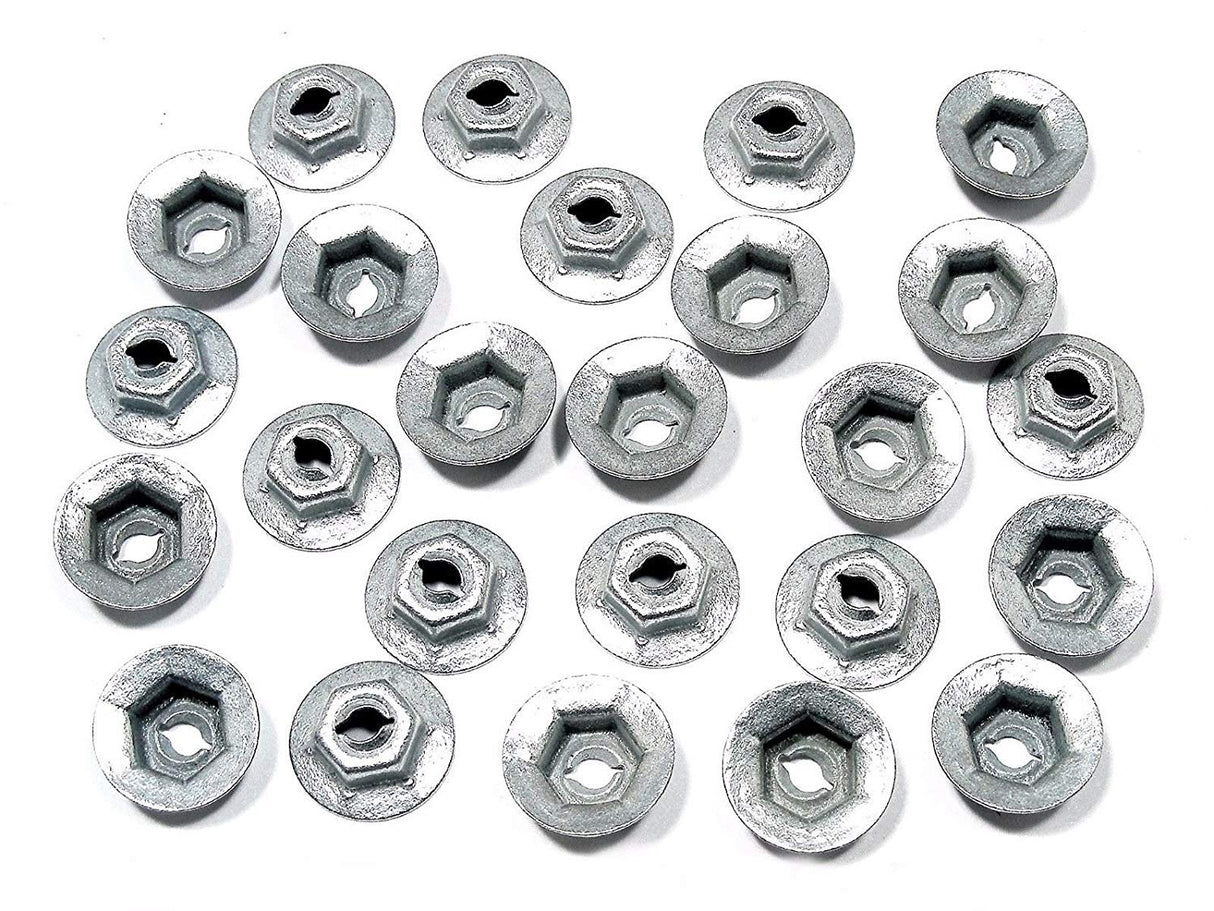 Emblem & Trim Thread Cutting PAL Nuts Fit 1/8" Studs 5/16" Hex (Qty-25) #1301