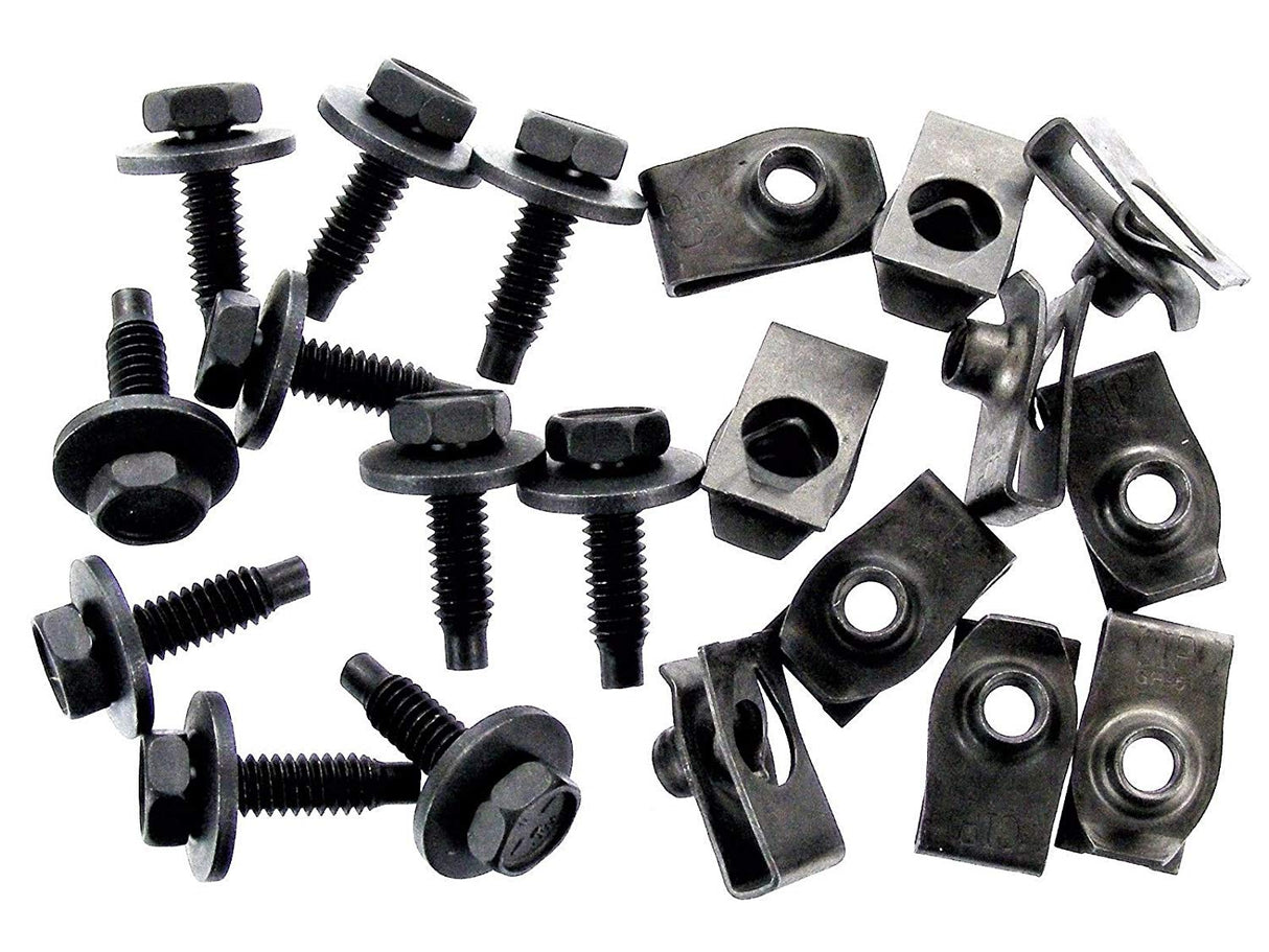 1/4" Body Bolts & U-Nut Clips For Ford Lincoln Mercury (10 each) #1538-F