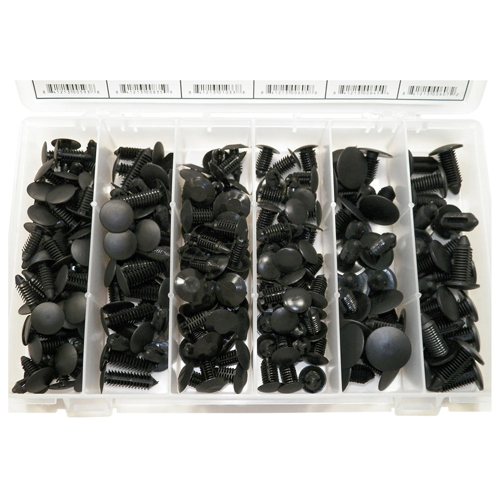 Nylon Shield Retainer Assortment 6 Sizes (210 Pcs) Plastic Tray #1619