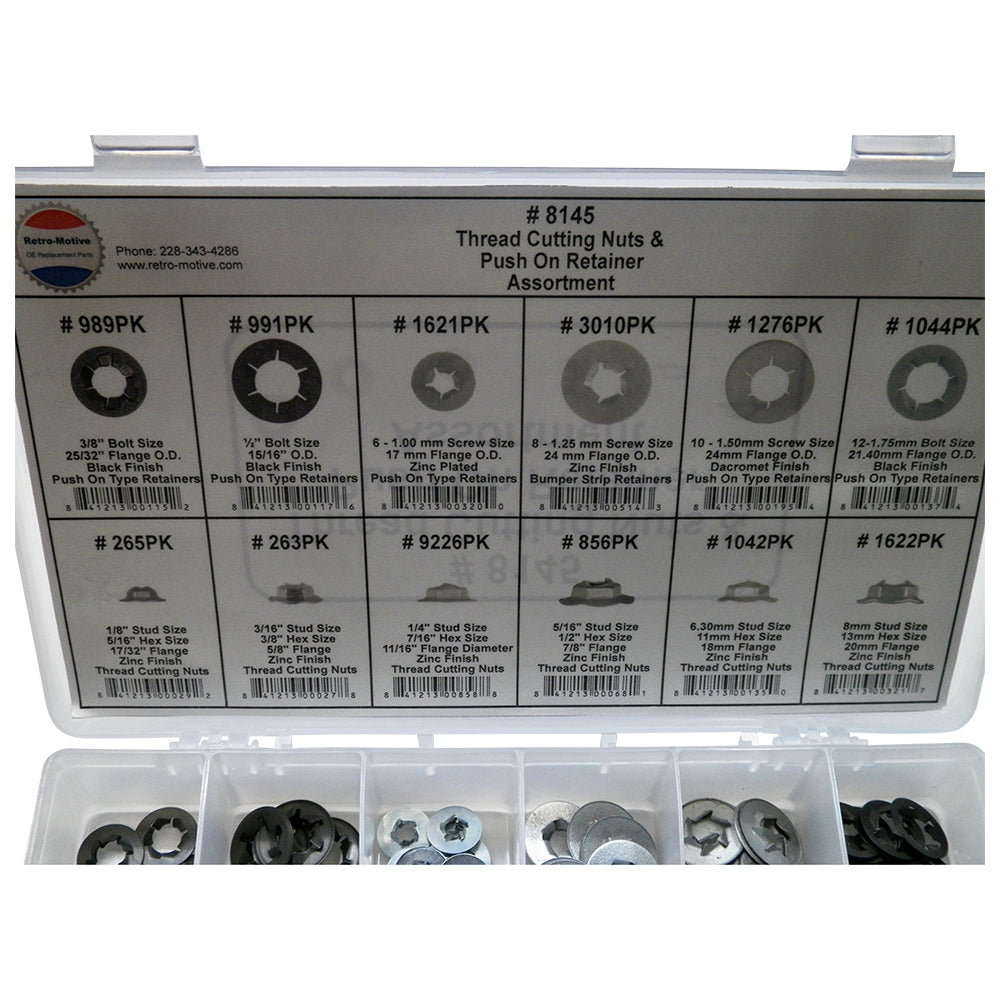 Puch Reverse Thread Thread Cutting Nuts Push On Retainer Assortment 12 Sizes (245 Pcs) #16 ...