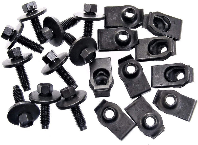 Body Bolts & U Nut Clips M6-1.0mm x 22mm Long 8mm Hex (20 Pcs) #1866 (1911/1928)