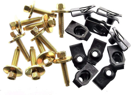 Body Bolts & U-Nut Clips M6-1.0mm x 28mm Long 8mm Hex 10 Each (1912/1928) #1868