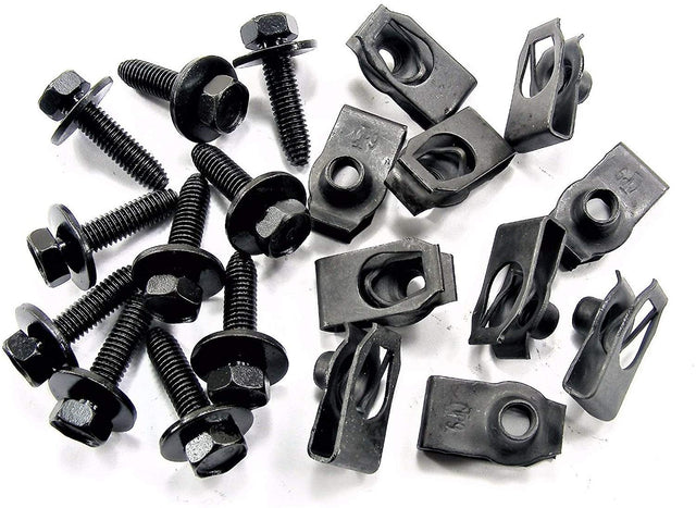 Body Bolts & U-Nut Clips- M6-1.0mm x 25mm Long 10mm Hex 10 Ea #1872 (1894/1928)