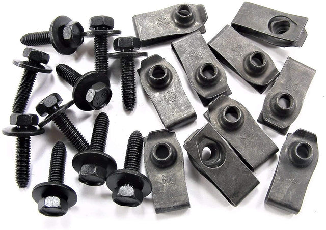 Body Bolts & U Nut Clips M6-1.0mm x 25mm Long 10mm Hex (20 Pcs) #1873(1894/1925)