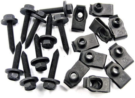 Body Bolts & U-Nut Clips M6-1.0mm x 35mm Long 10mm Hex 10 Each (1895/1928) #1874