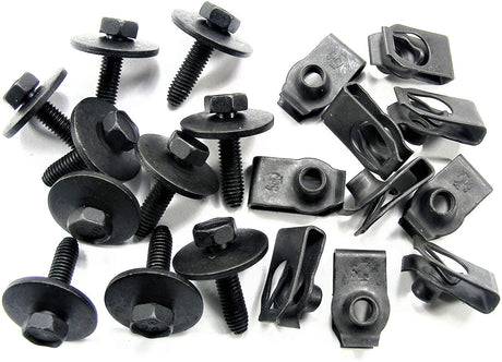 Metric Body Bolts & Extruded U-Nut Clips M6-1.0 x 25mm 10 Each (1896/1928) #1876