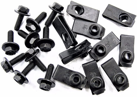 Body Bolts & U-Nut Clips M6-1.0 x 20mm Long 10mm Hex Qty-10 Ea #1884 (1906/1925)