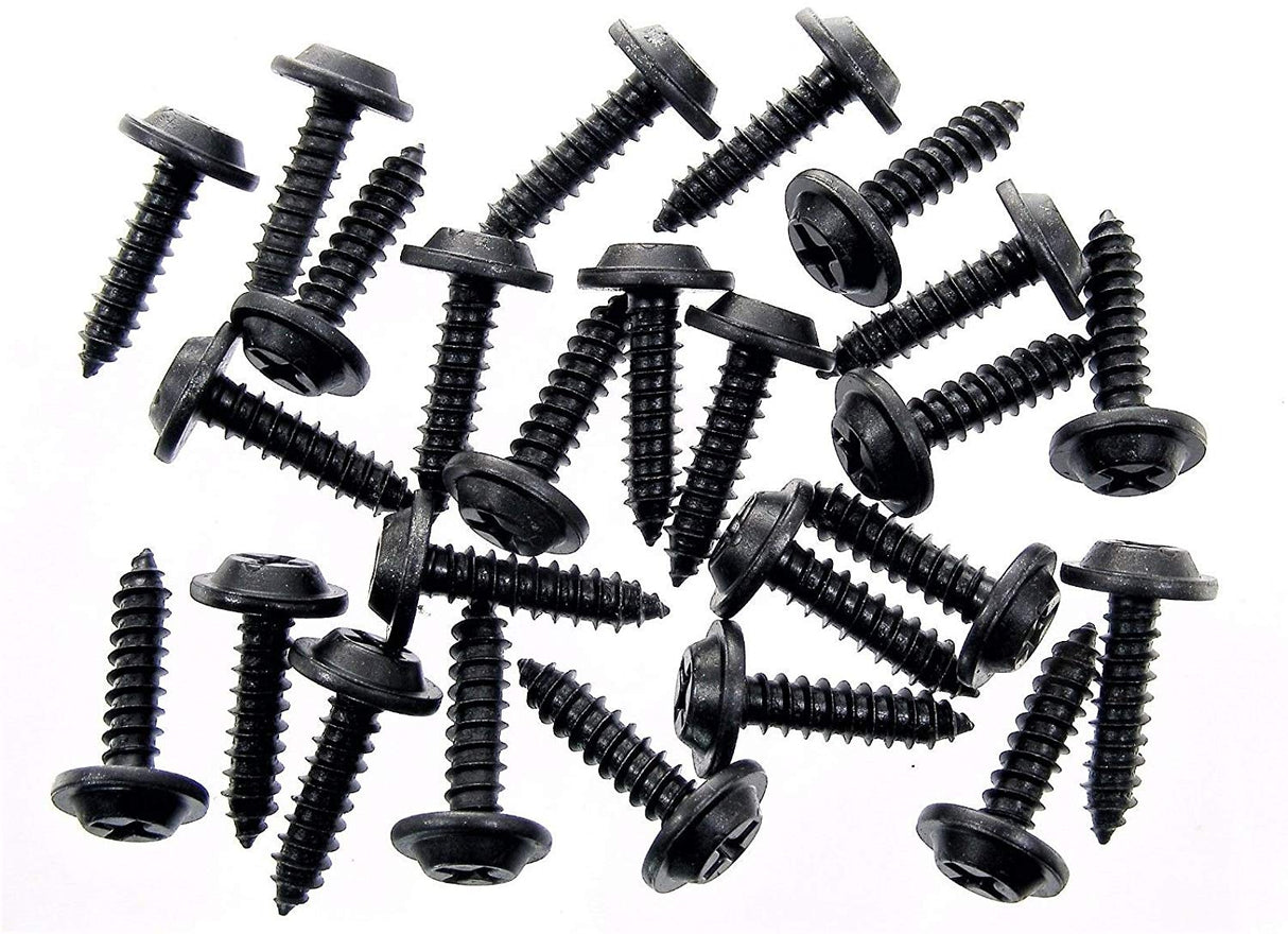 #10 x 3/4 Phillips Flat Top Black Trim Screws 15/32 Washer Head (Qty-25) #1946