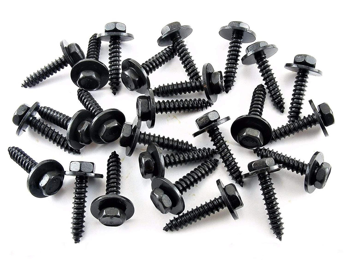 Black Hex Head Trim Screws- M4.2mm x 20mm Long- 7mm Hex- Qty.25- #1960