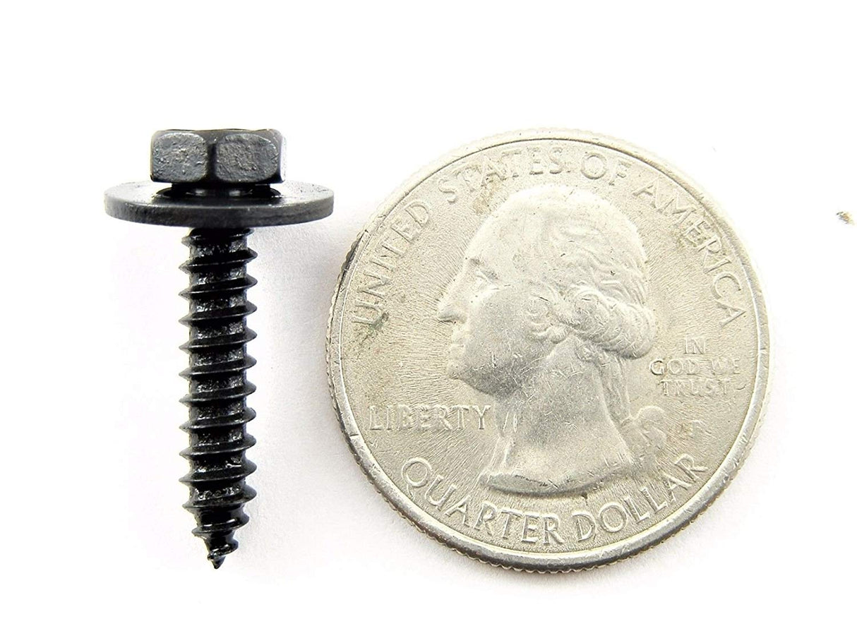 Black Hex Head Trim Screws- M4.2mm x 20mm Long- 7mm Hex- Qty.25- #1960