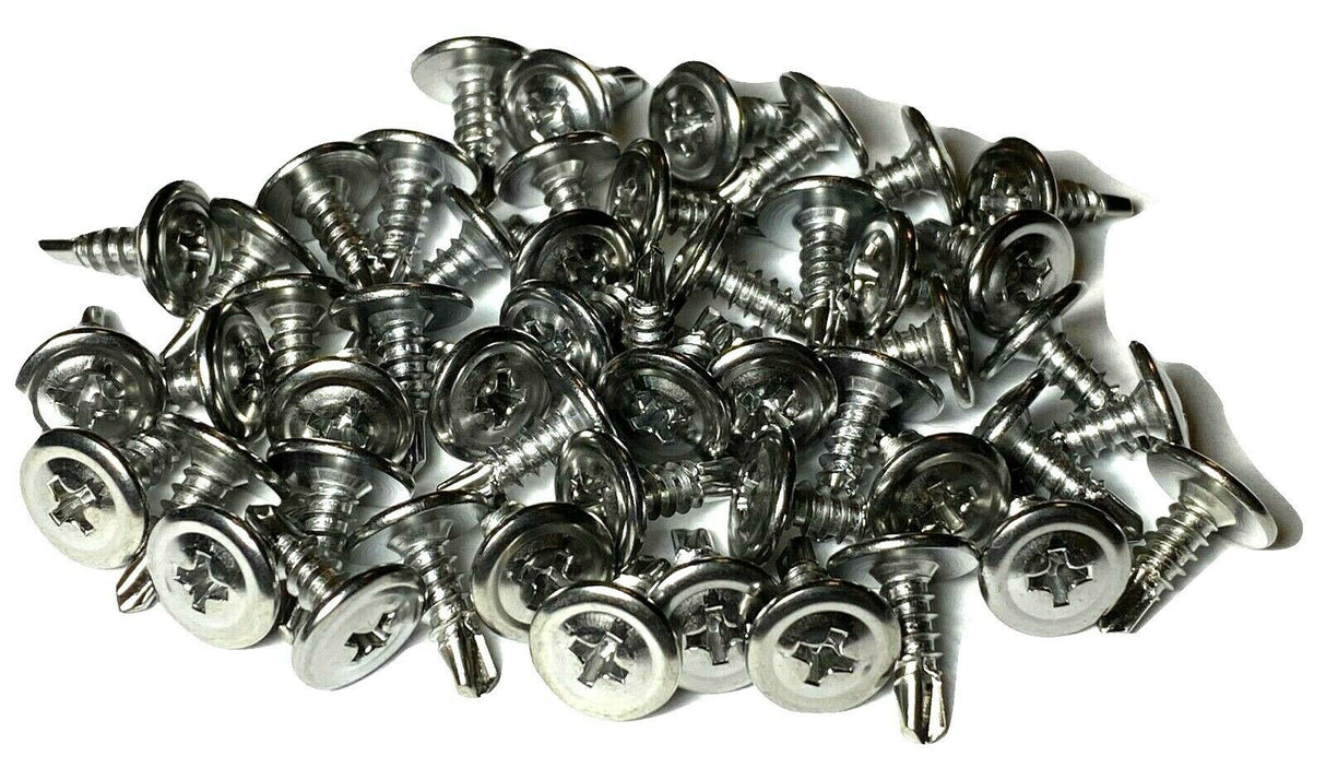 #8 x 1/2 Phillips Washer Head Self Tap Chrome Trim Screws (Qty-50) #1968-50