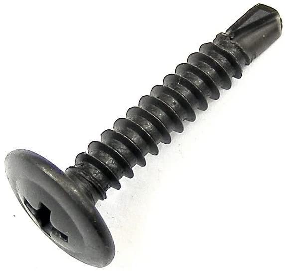 #8 X 1" Black Phillips Washer Head Self Tap Screws (Qty-25) #1977