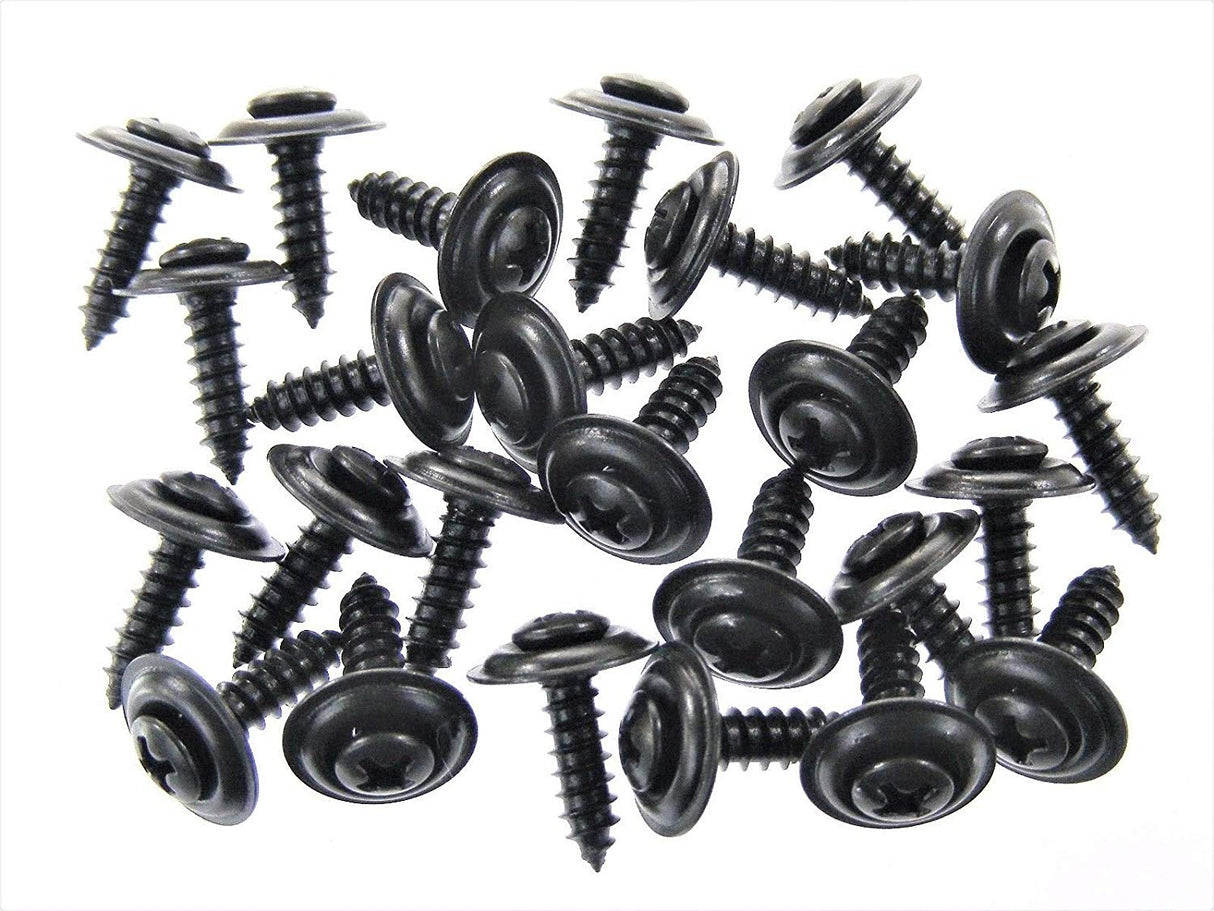 Black #8 x 5/8 Phillips Loose Washer Trim Screws #6 Head (Qty-25) #1978