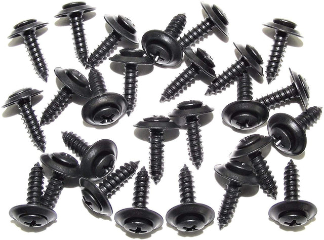 Black #10 x 3/4 Phillips Oval Head Loose Washer Trim Screws (Qty-25) #1984