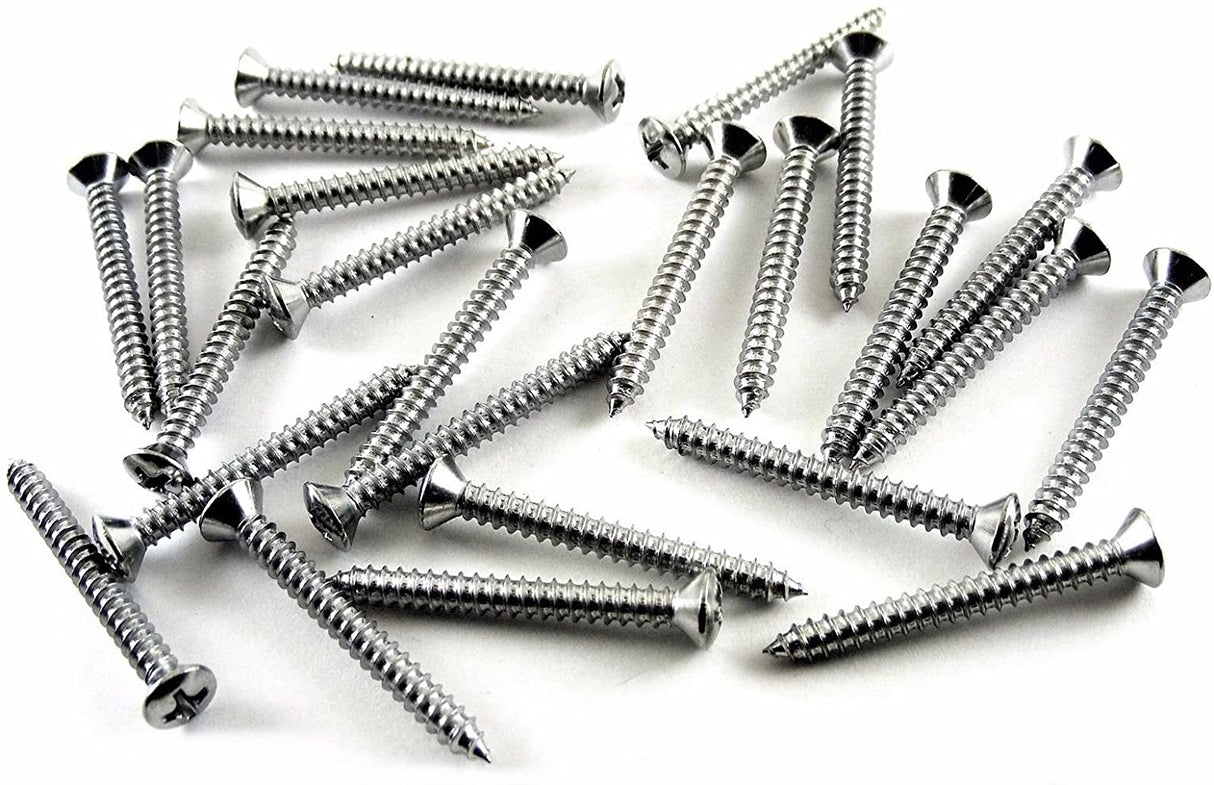 #6 x 1-1/4" Phillips Oval Head Chrome Trim Screws #6 Head (Qty-25) #2009