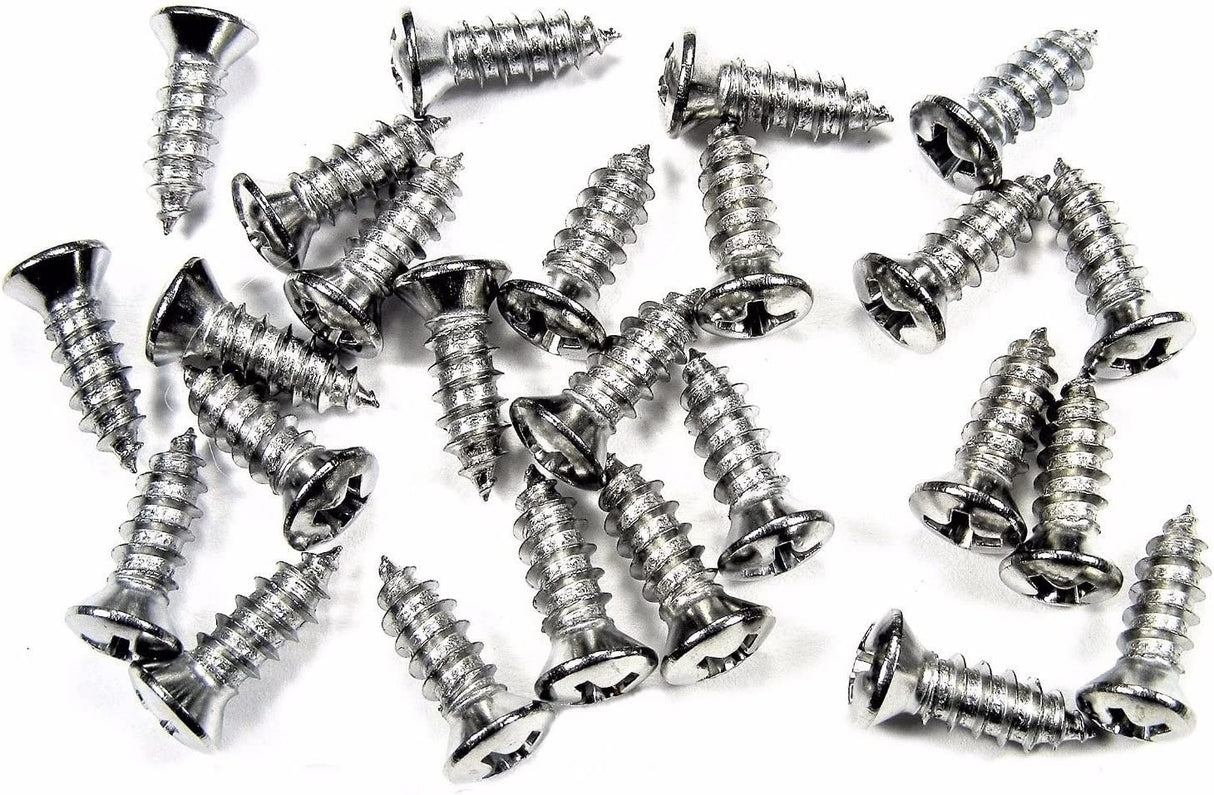 #8 x 1/2" Phillips Oval Head Chrome Trim Screws #6 Head (Qty-25) #2016