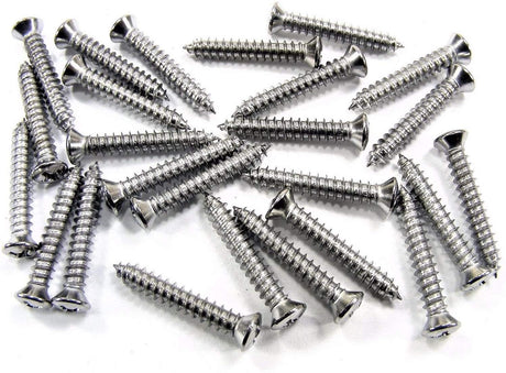 Chrome #8 x 1" Phillips Oval Head Trim Screws #6 Head (Qty-25) #2018