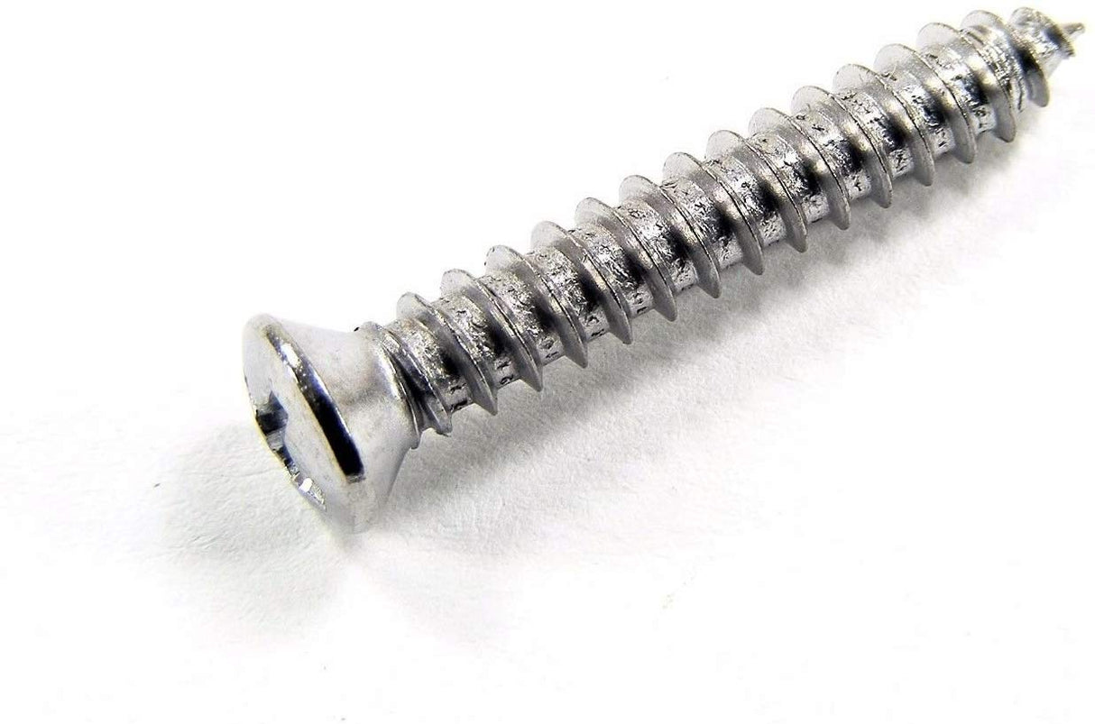 Chrome #8 x 1" Phillips Oval Head Trim Screws #6 Head (Qty-25) #2018