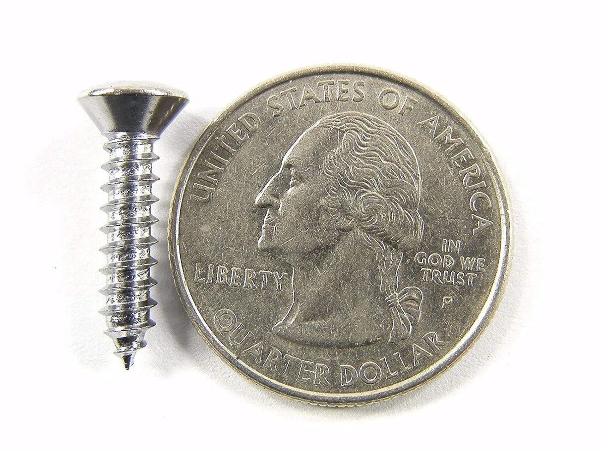 Chrome #8 x 3/4" Phillips Oval Head Trim Screws Ford GM Mopar (Qty-25) #2029