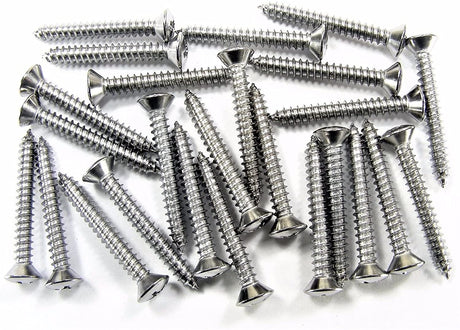 Chrome #8 x 1-1/4" Phillips Oval Head Trim Screws #8 Head (Qty 25) #2031