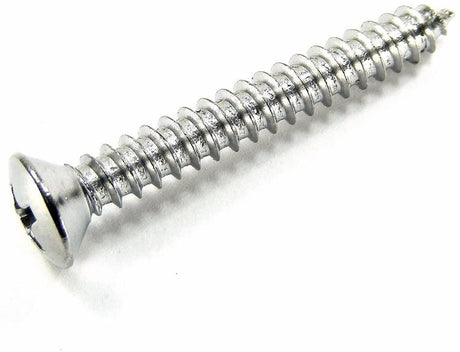 Chrome #8 x 1-1/4" Phillips Oval Head Trim Screws #8 Head (Qty 25) #2031