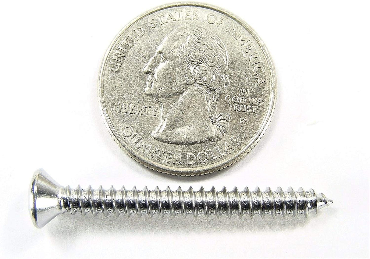 Chrome #8 x 1-1/2" Long Phillips Oval Head Trim Screws #8 Head (Qty-25) #2032