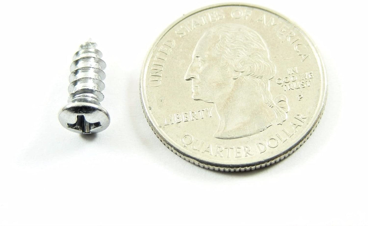 Chrome #10 x 1/2" Phillips Oval Head Trim Screws #6 Head (Qty-25) #2033