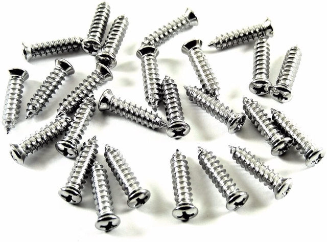 Chrome #10 x 3/4" Phillips Oval Head Trim Screws #6 Head (Qty-25) #2034