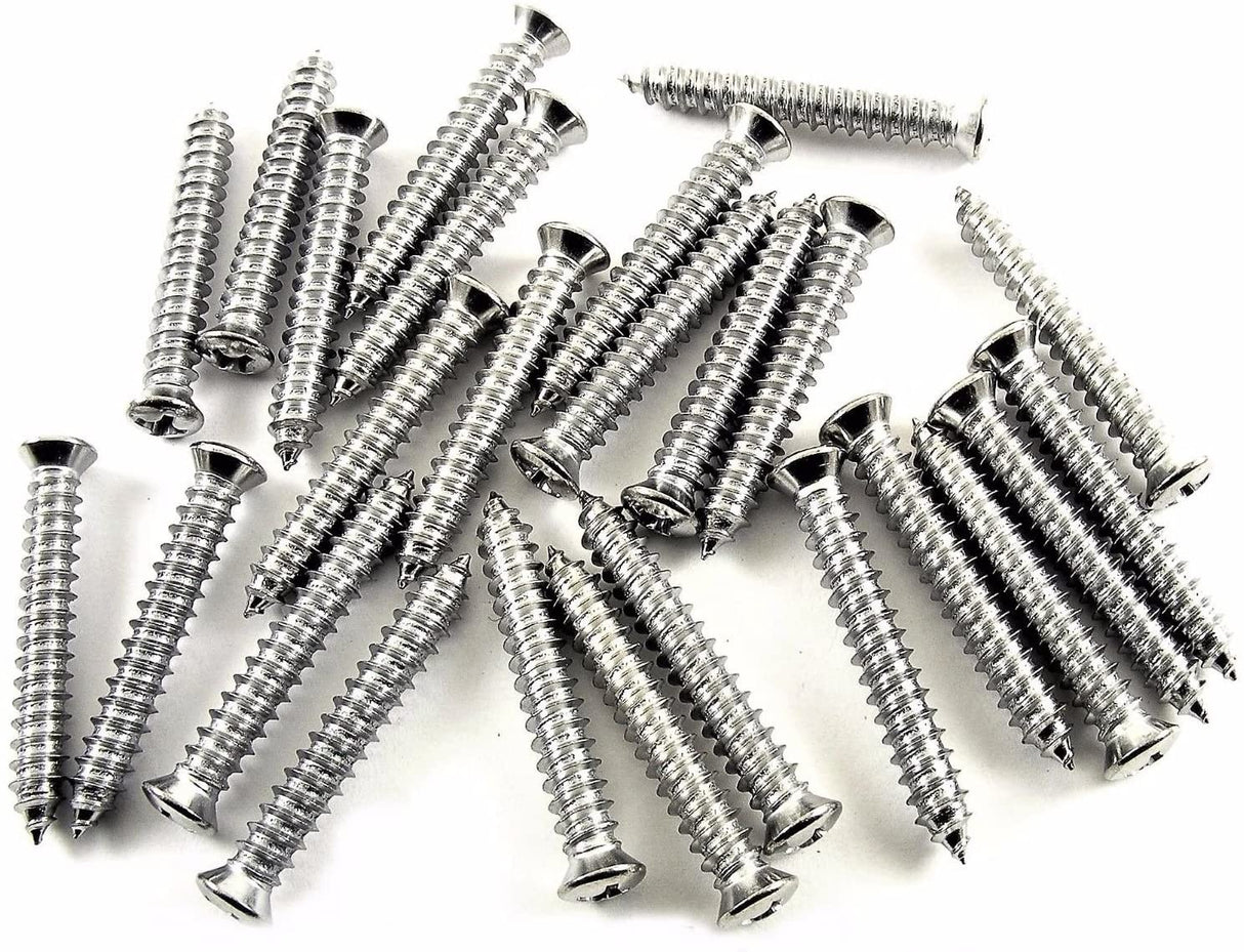 Chrome #10 x 1-1/4" Phillips Oval Head Trim Screws #6 Head (Qty 25) #2036