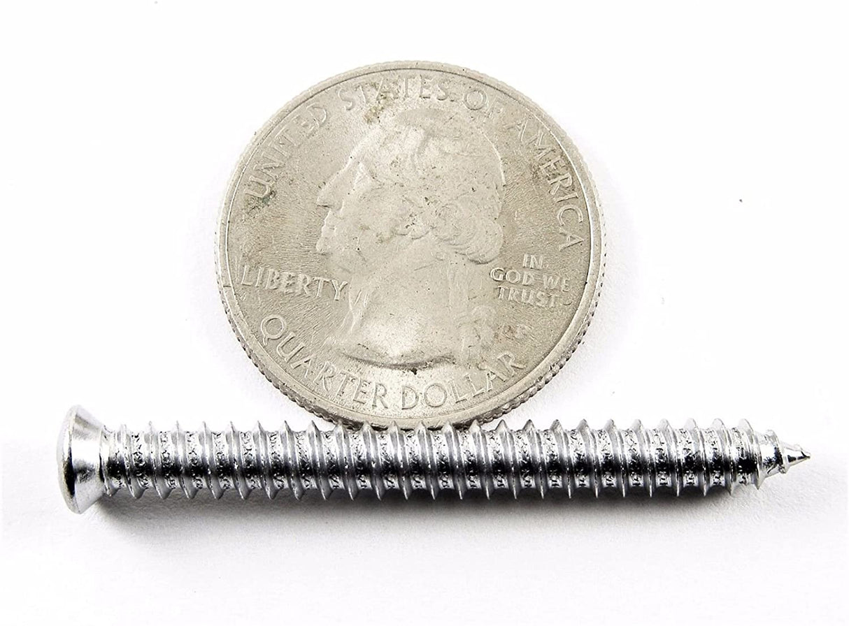 Chrome #10 x 1-3/4" Phillips Oval Head Trim Screws #6 Head (Qty 25) #2038