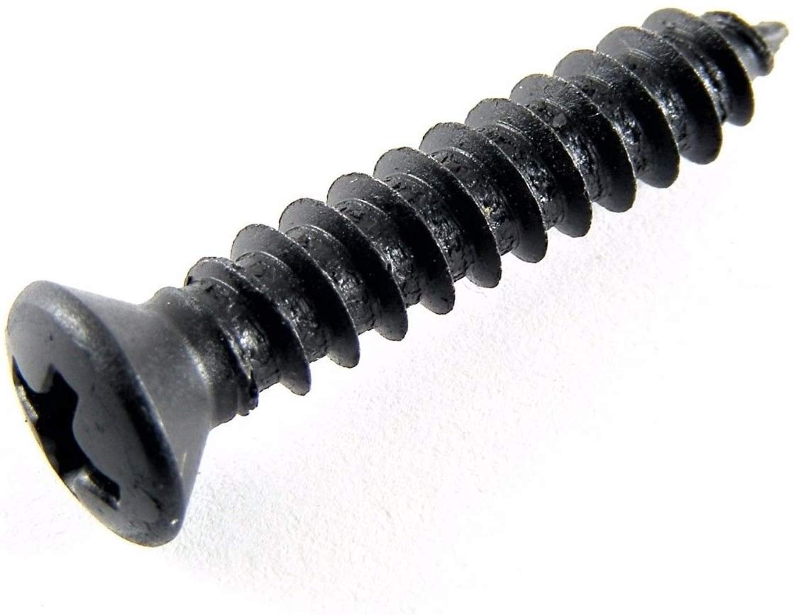 #10 x 1" Phillips Oval Head Black Trim Screws #8 Head (Qty-25) #2041