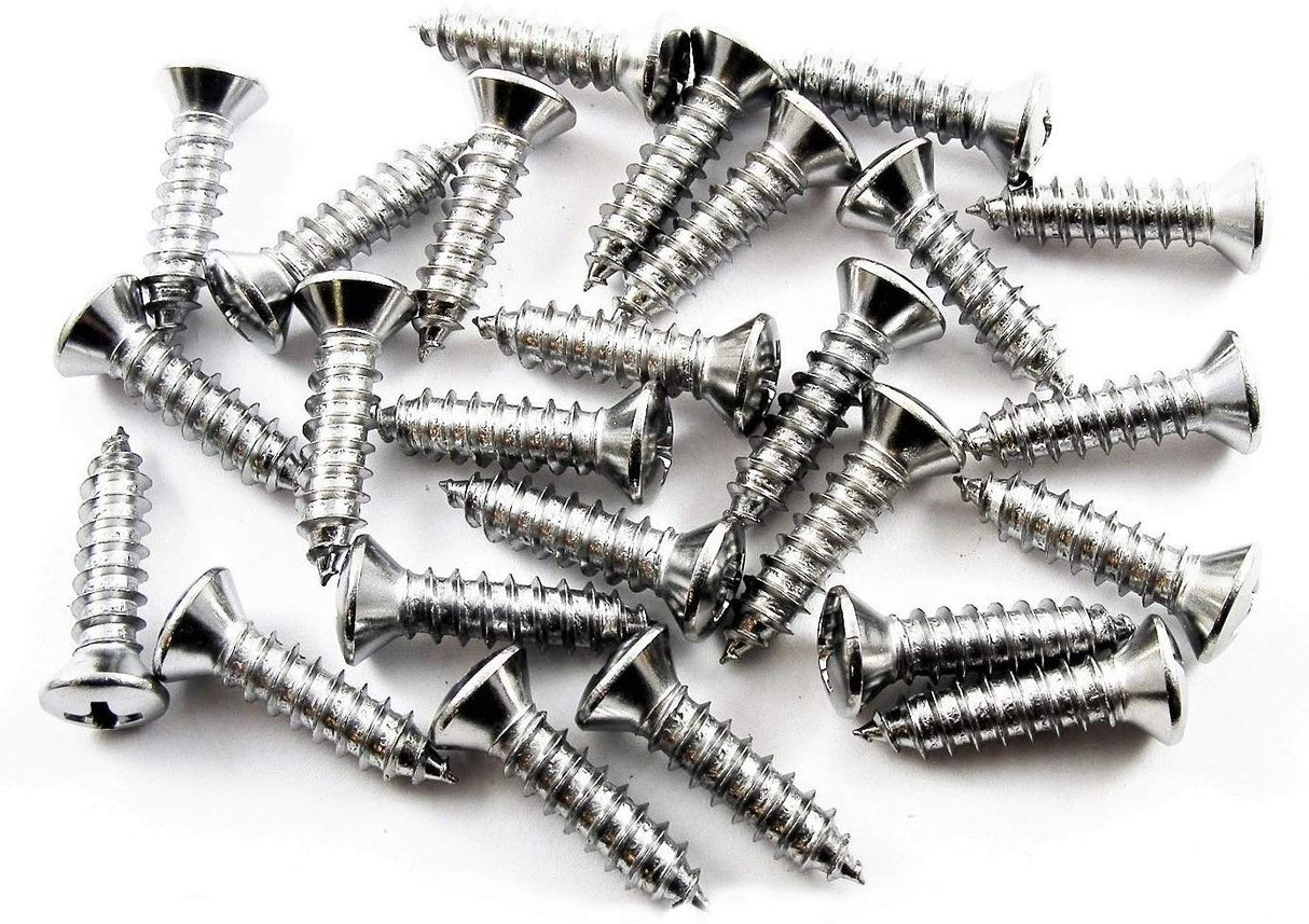 #10 x 3/4 Phillips Oval Head Chrome Trim Screws #8 Head (Qty-25) #2045