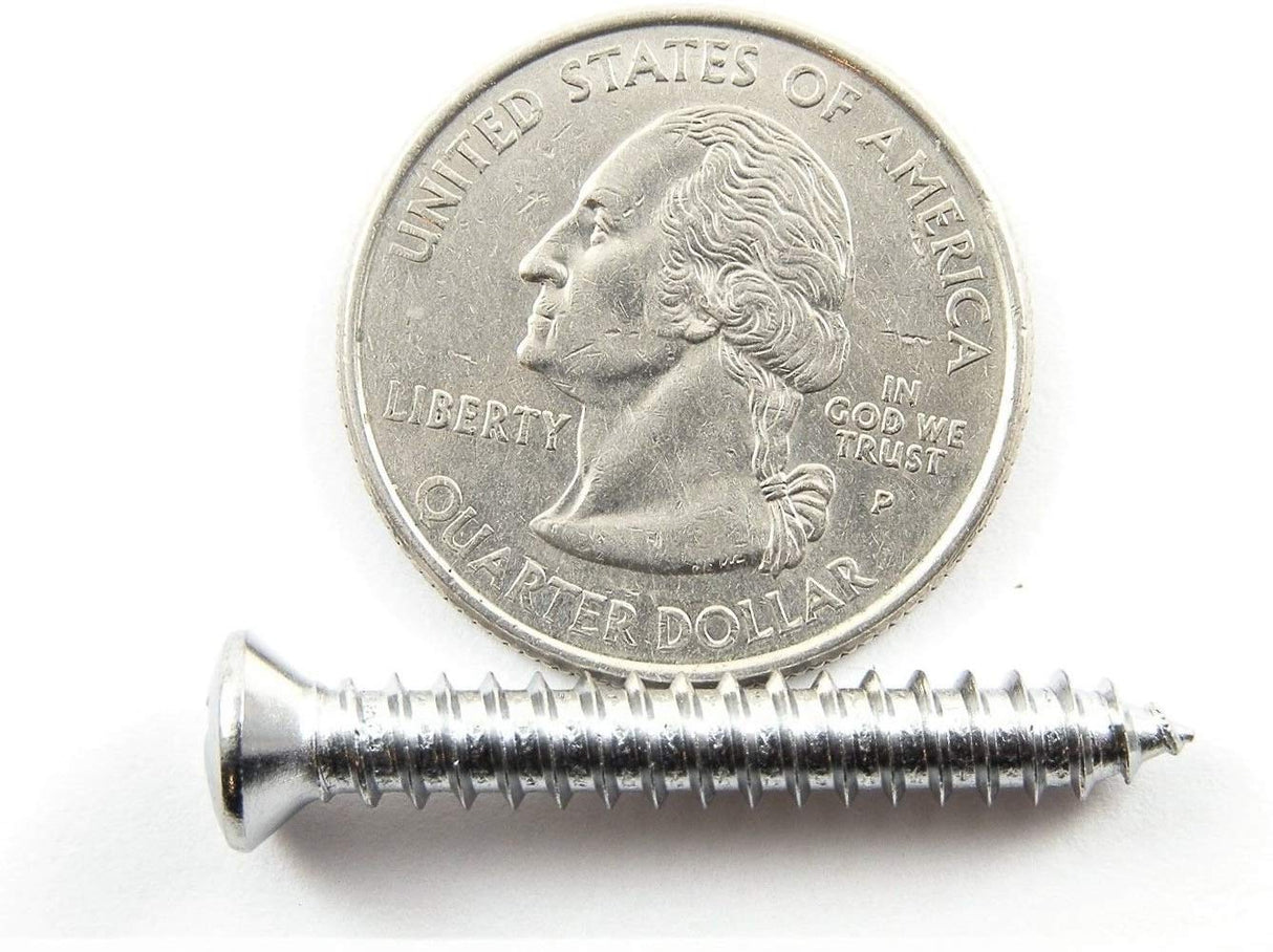 #10 x 1-1/4" Phillips Oval Head Chrome Trim Screws #8 Head (Qty-25) #2047